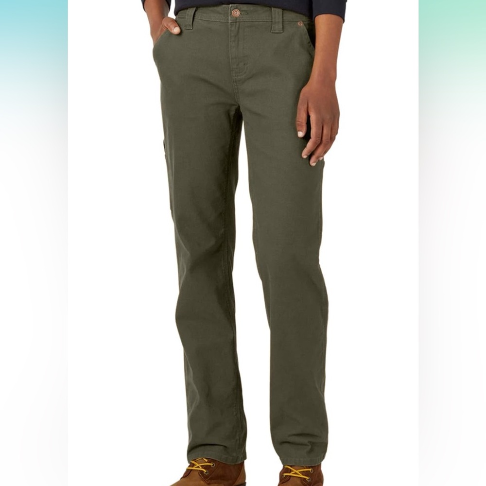 Dickies Women's Relaxed Straight Carpenter Duck Pant - Moss Green - Picture 2 of 6